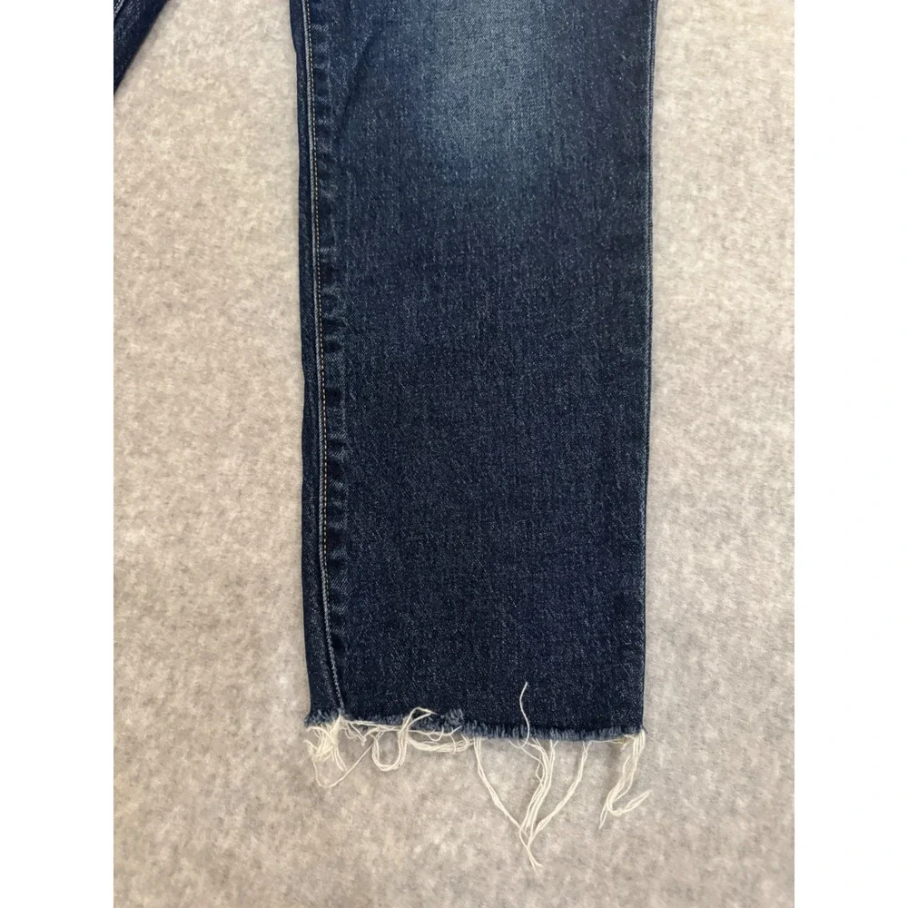 Old Navy High-Rise Curvy OG Straight Jeans Dark‎ Wash Button Fly Raw Hem Size 6